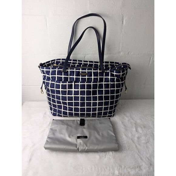 Kate Spade New York Seaside Nylon Francis Bag in Navy White Checkers With Changi - Picture 1 of 16